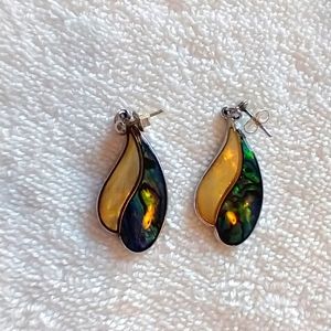 Korean Abalone and Mother of Pearl Silver Earrings
